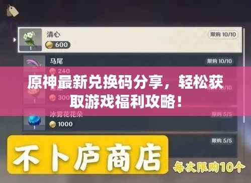 原神最新兑换码分享，轻松获取游戏福利攻略！